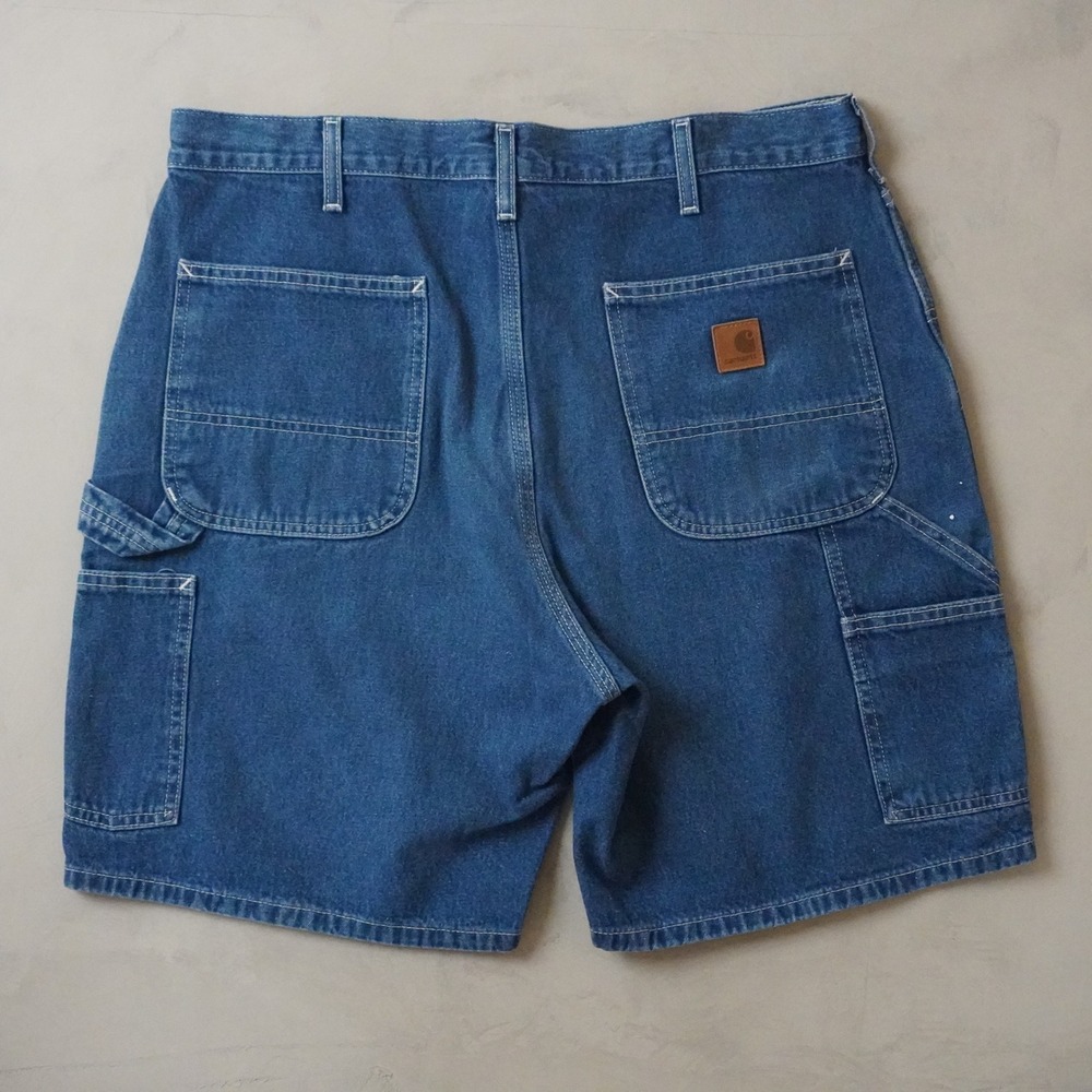 Vintage Carhartt Carpenter Denim Shorts 36 Mens Blue Workwear Painter